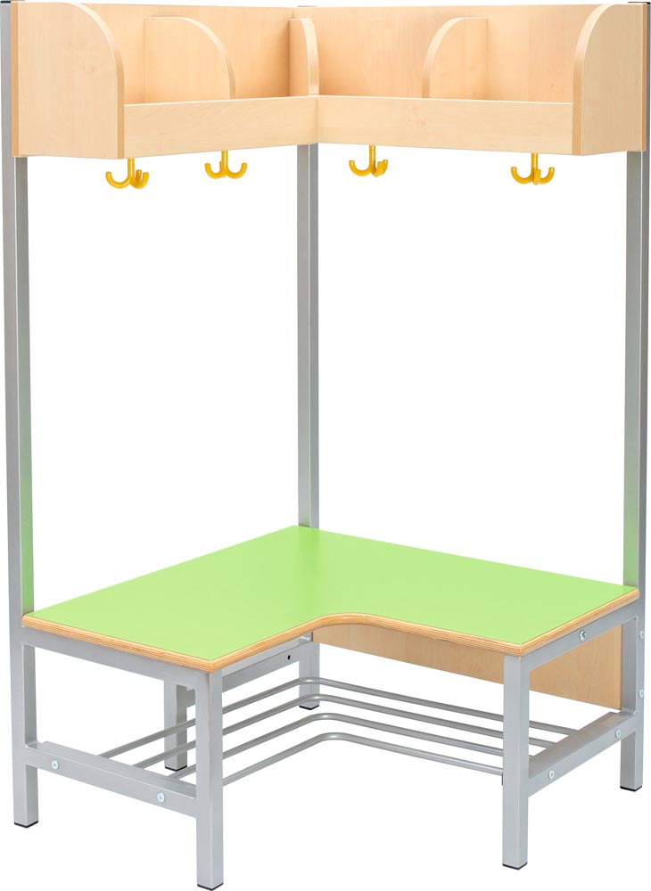 Flexi Cloakroom Corner with Frame, 4 Hooks - Seat Height 35cm - All Colours