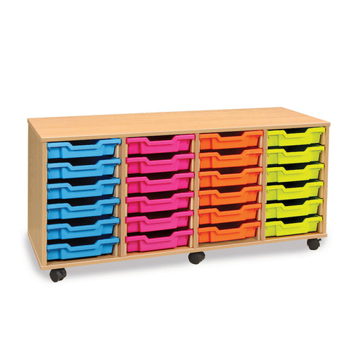 24 Shallow Tray Storage Unit Mobile Unit With Tray Storage Units   for classroom storage