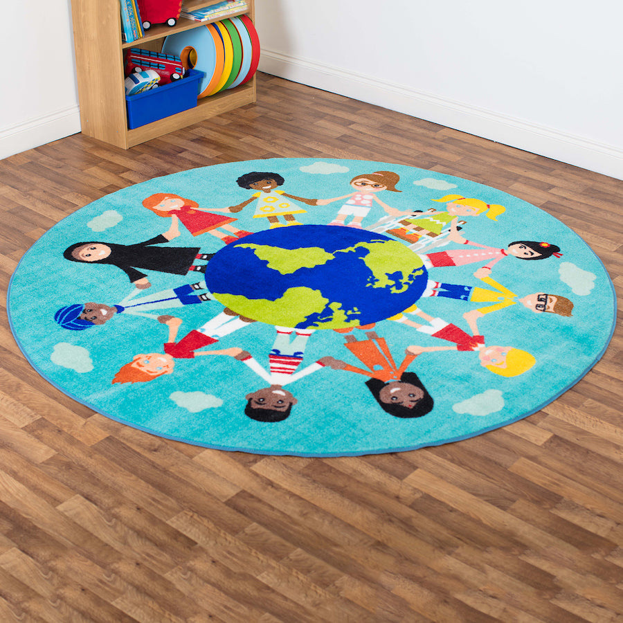 Children of the World Multi Cultural Carpet - Turquoise