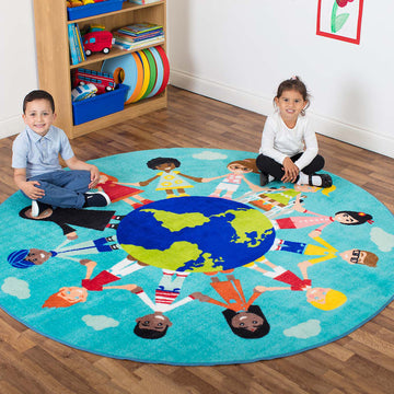 Children of the World Multi Cultural Carpet - Turquoise
