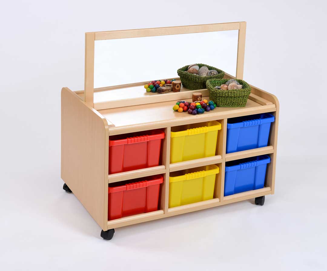 D/S Storage Unit, Mirror & Multicoloured trays