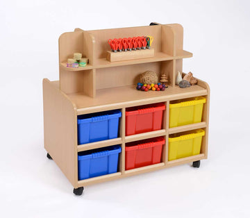 D/S Storage Unit With Display/Mirror & Multicoloured Trays