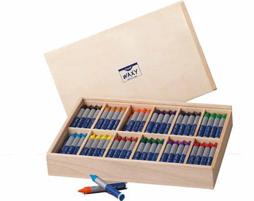 144 Crayons In Wooden Box