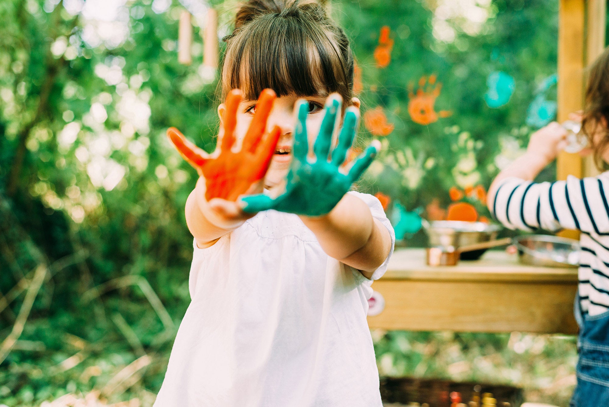 Wooden Outdoor Mud Kitchen with pots and pans