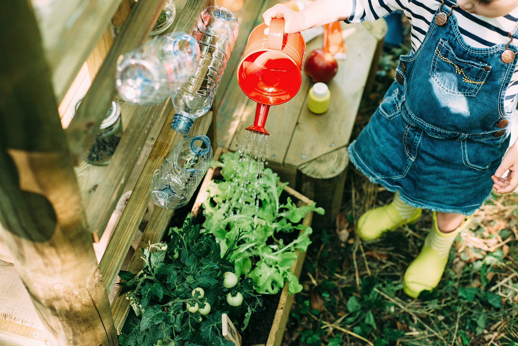 Wooden Outdoor Mud Kitchen with pots and pans