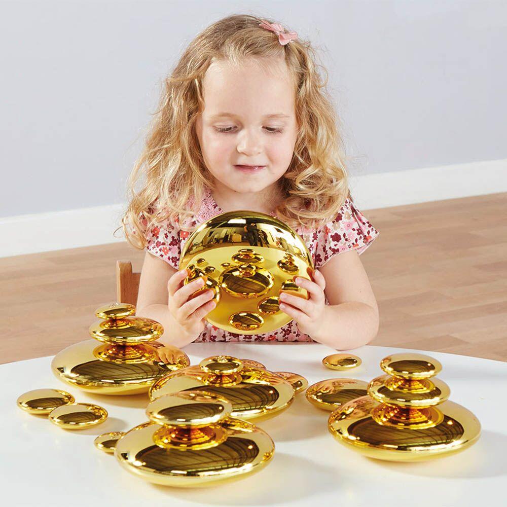 Mirrored Stacking Pebbles Gold 20pk