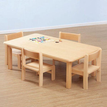 Beech Veneer Rect Table H40cm and 21cm Chairs