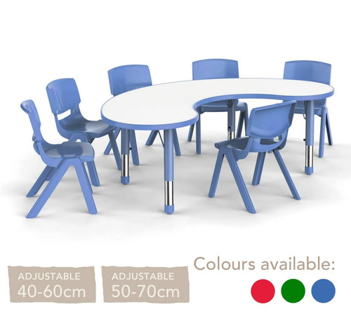 Adjustable Polyethylene Horseshoe Table With Magnolia Table Top And Chairs - All Heights And Colours