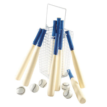 Rounders Kit 9 Bats, 5 Balls and 1 Basket