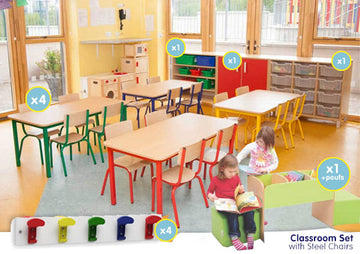 EASE Classroom with  Steel Chairs - All Heights