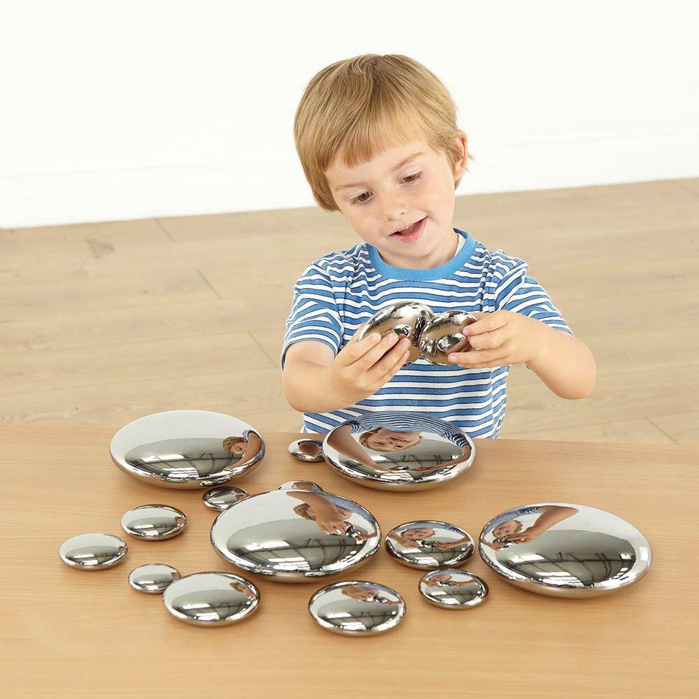 Mirrored Stacking Pebbles Silver 20pk