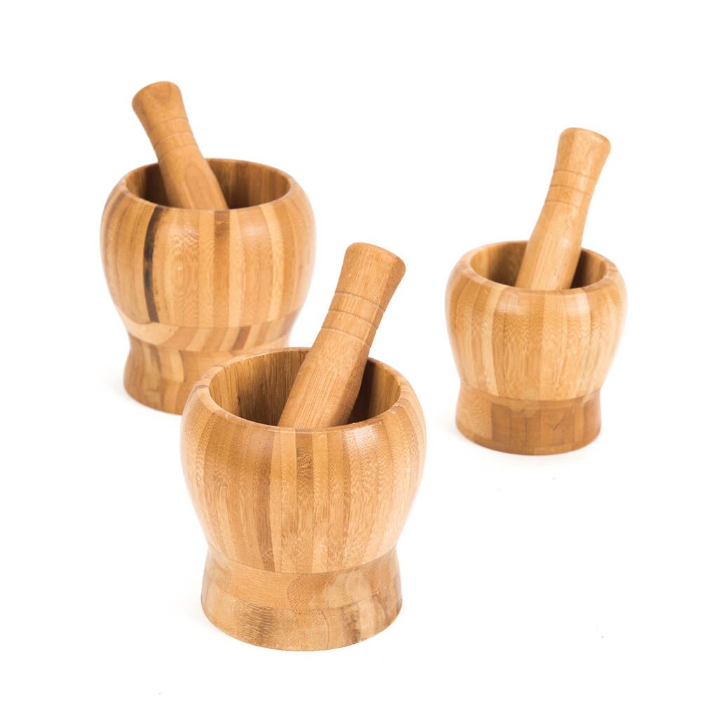 Wooden Pestle and Mortar 3pk