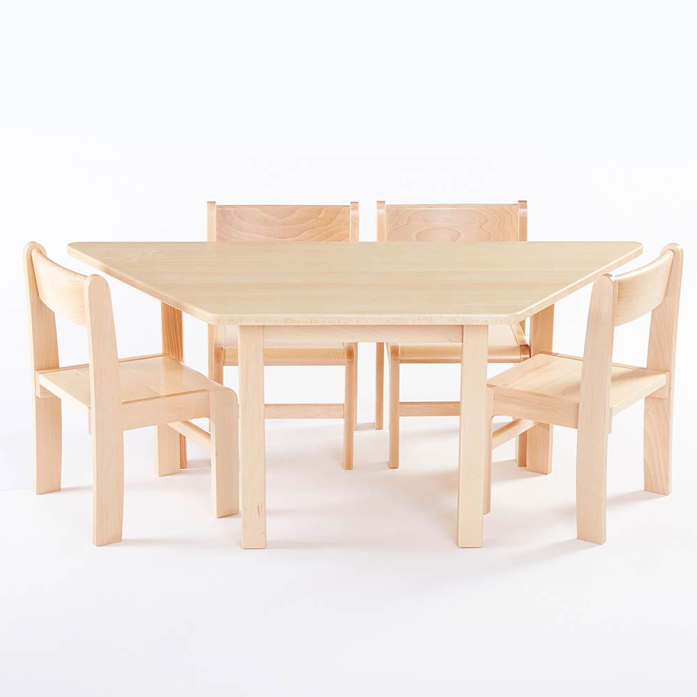 Trapezoidal Solid Beech Table L120 x H40cm