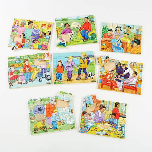 Illustrated Kinds of Family Jigsaw Puzzles 8pk