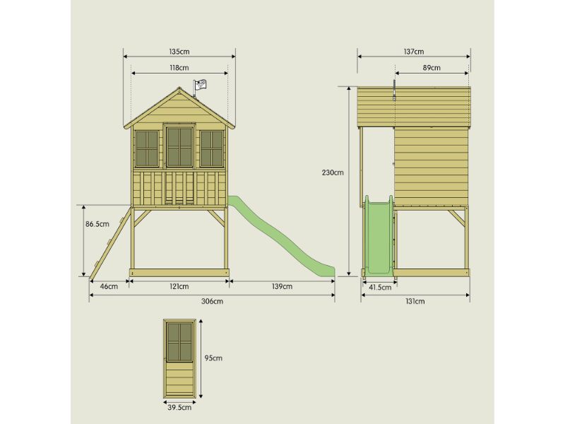 TP Hill Top Tower Wooden Playhouse with Slide