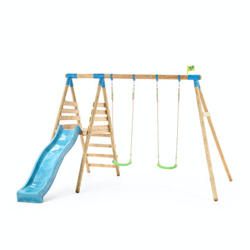 Wooden Double Swing Set and Slide