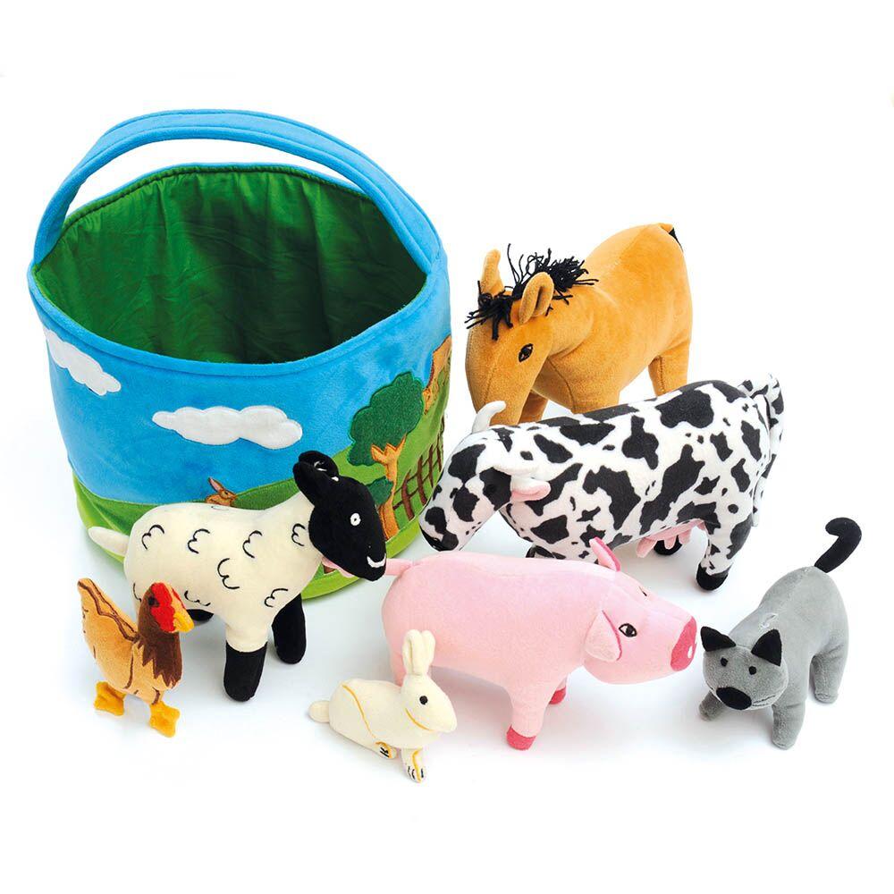 Basket of Soft Farm Animals