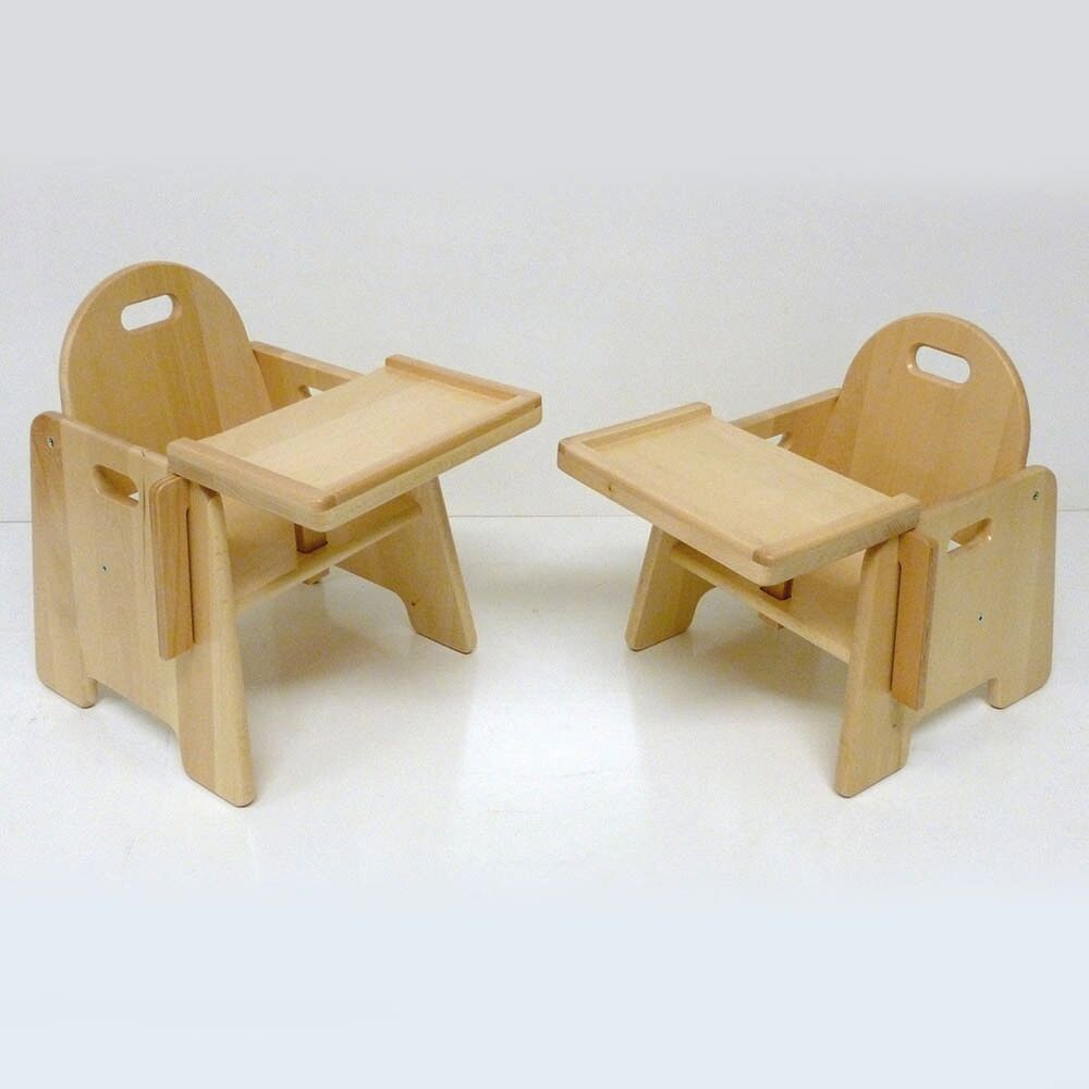 Infant Low Wooden Feeding Chair with Tray H20cm