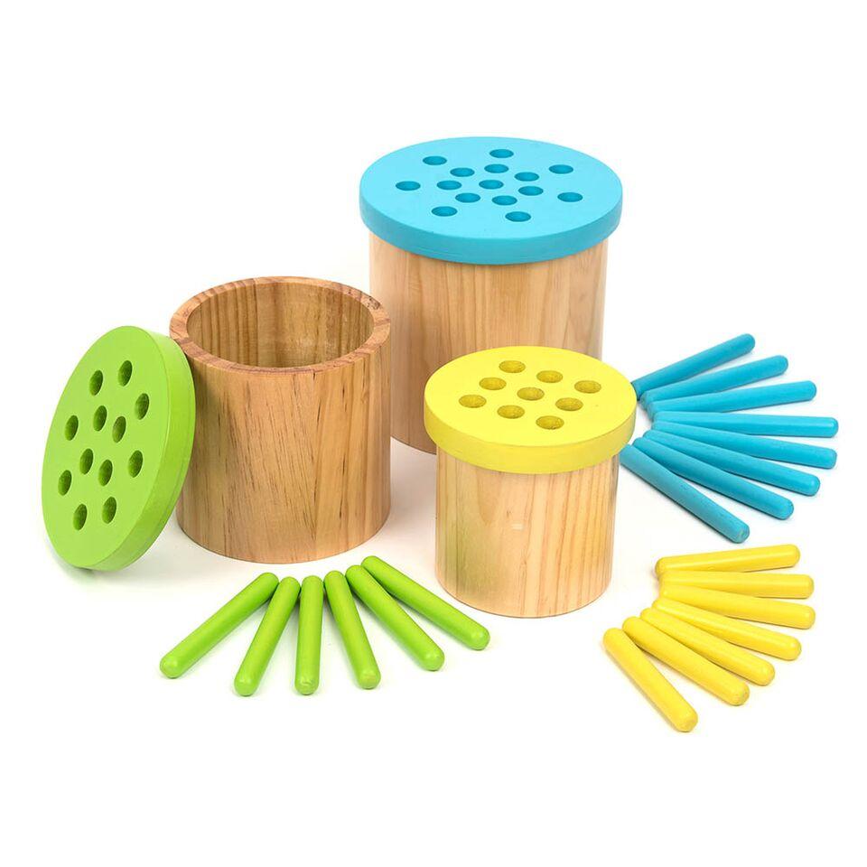 Colour Matching Posting Pots Wooden Straws