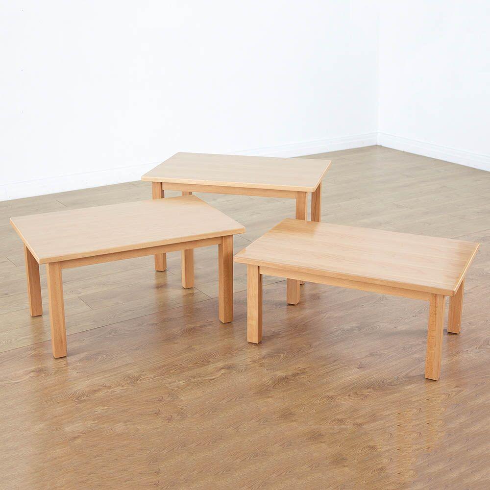 Beech Veneer Rect Table H53cm and 31cm Chairs