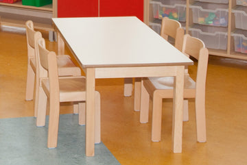 Magnolia Top Table And Stackable Beech Chairs