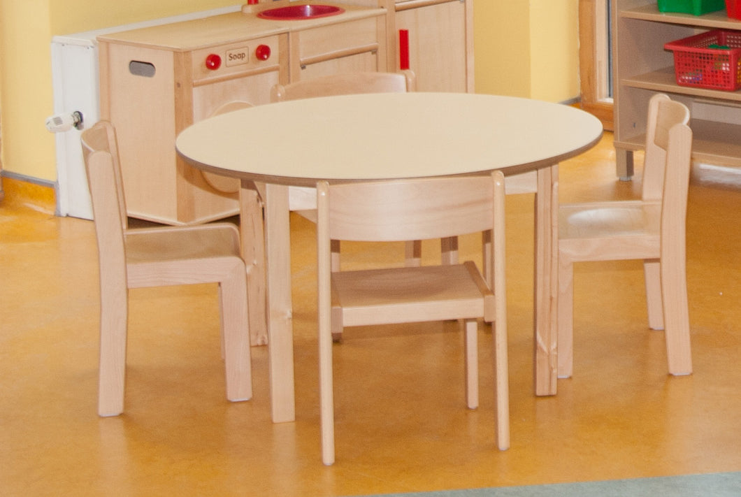 53cm Magnolia  Round  Table & 4 31cm Beech Chairs