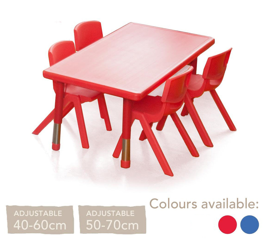 Adjustable Polyethylene Rectangular Table and Chairs - All Heights and Colours