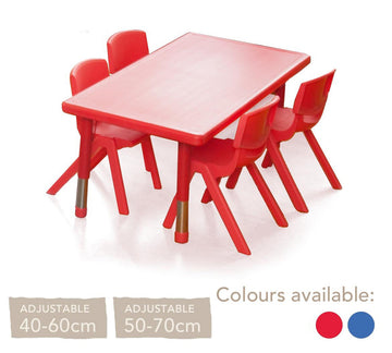 Adjustable Polyethylene Rectangular Table and Chairs - All Heights and Colours