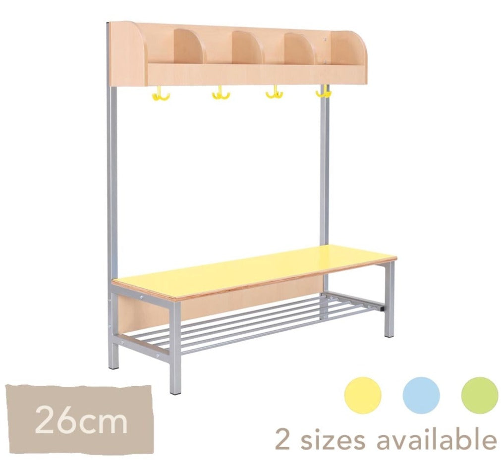 Flexi Cloakroom with Frame, 4 Hooks - Seat Height 26cm - All colours