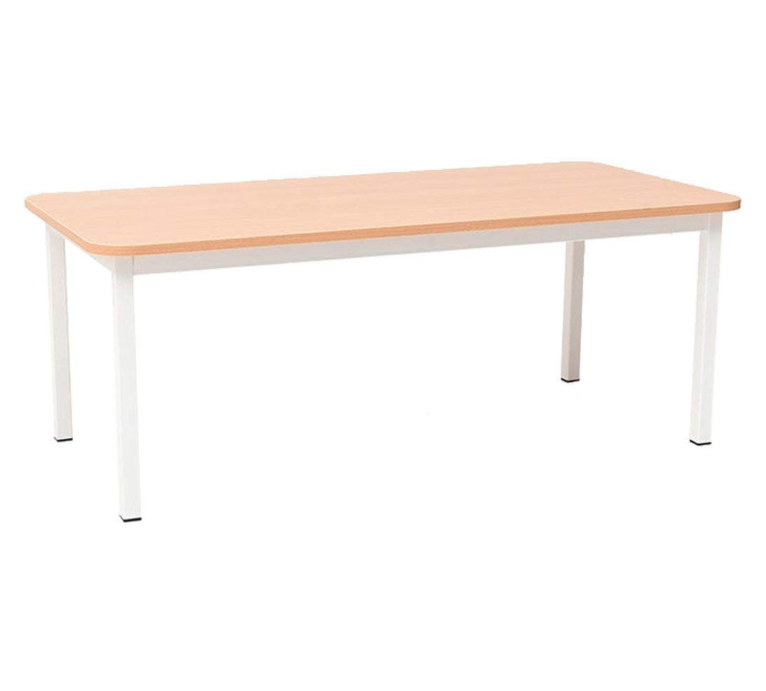 Steel Legged Rectangular School Table - White 46cm