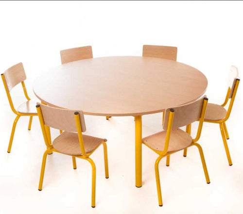 Steel 53cm Round Table and 6 31cm Chairs choose you colour