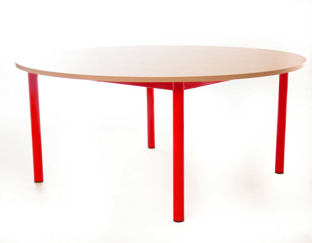 Steel Legged Round Table -Red 59cm