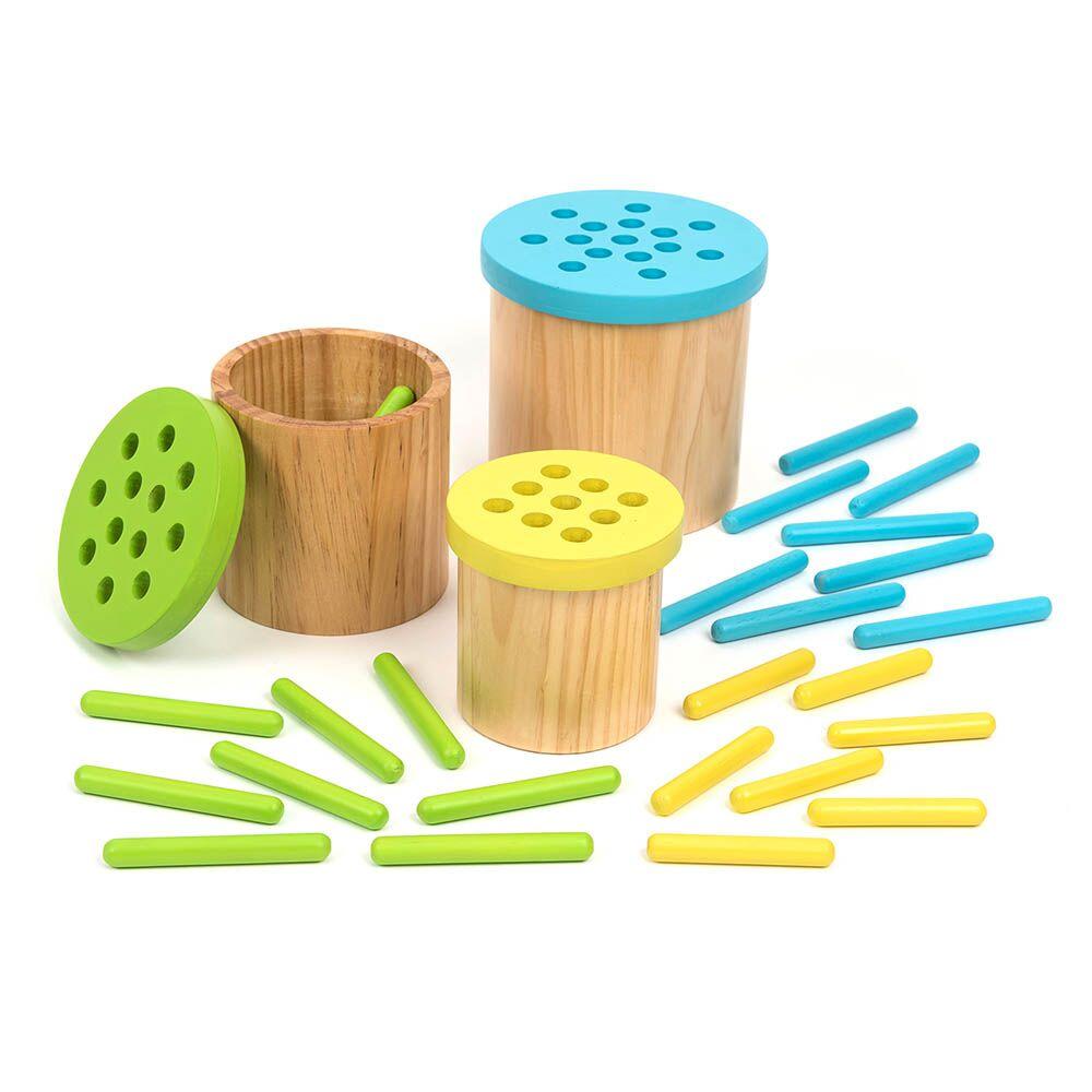 Colour Matching Posting Pots Wooden Straws