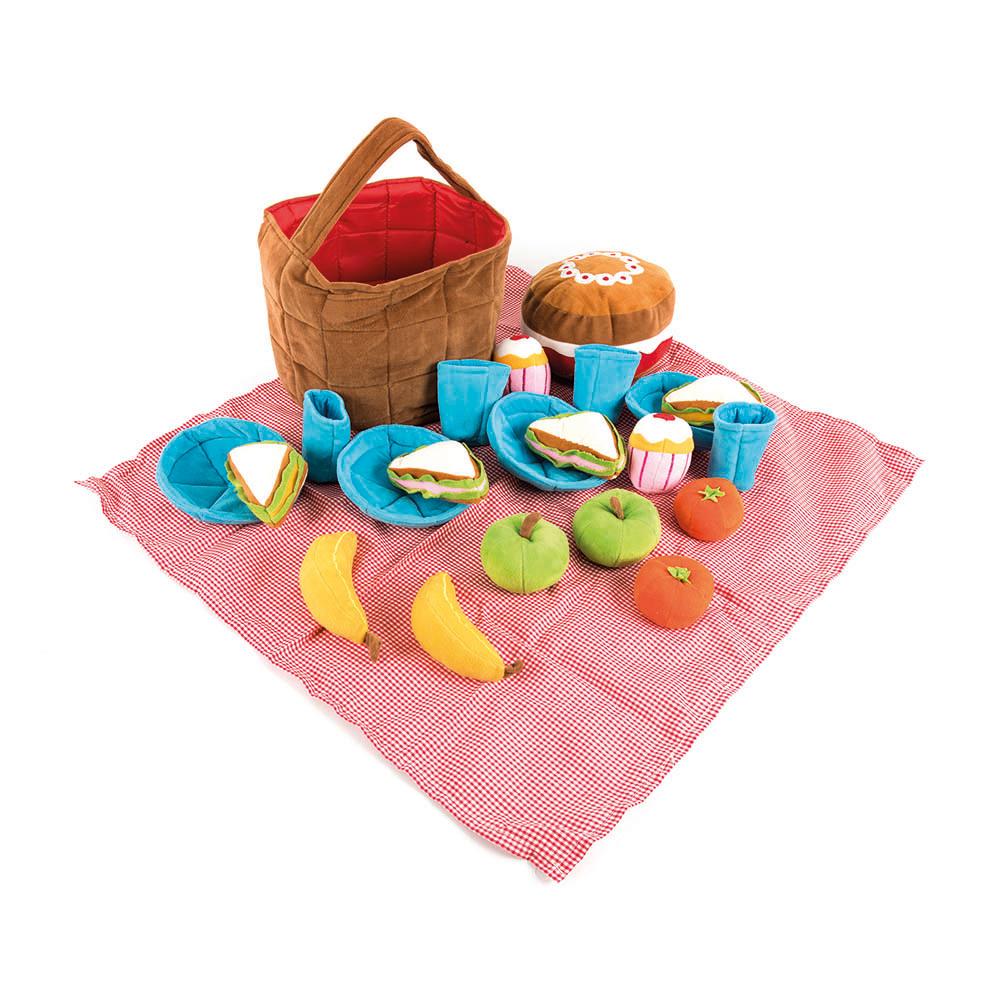 Soft Role Play Picnic Basket with Fabric Food