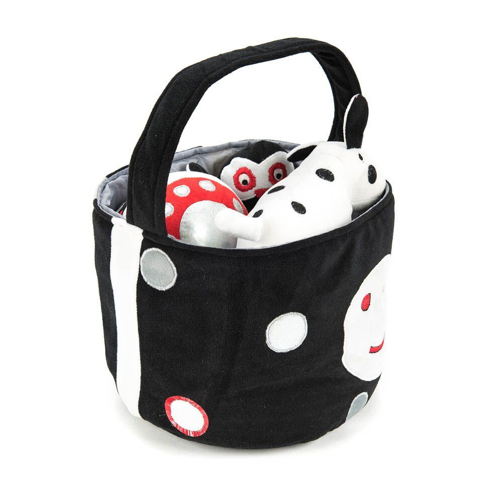 Black and White Soft Baby Toys in Basket