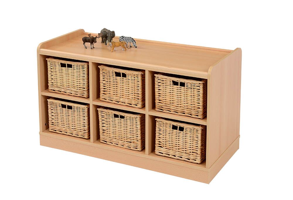 Storage Unit with 6 Deep Wicker Baskets