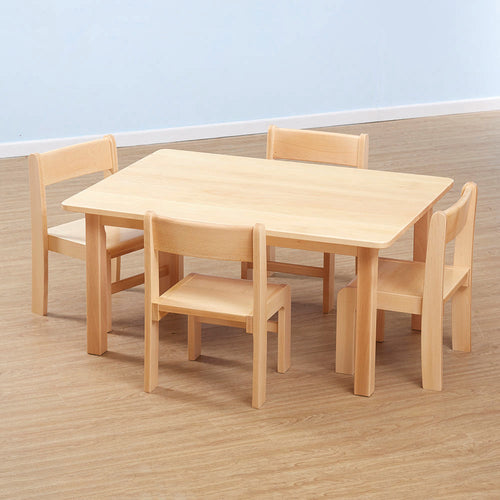 Solid Beech Rectangular Table H530mm and Chairs