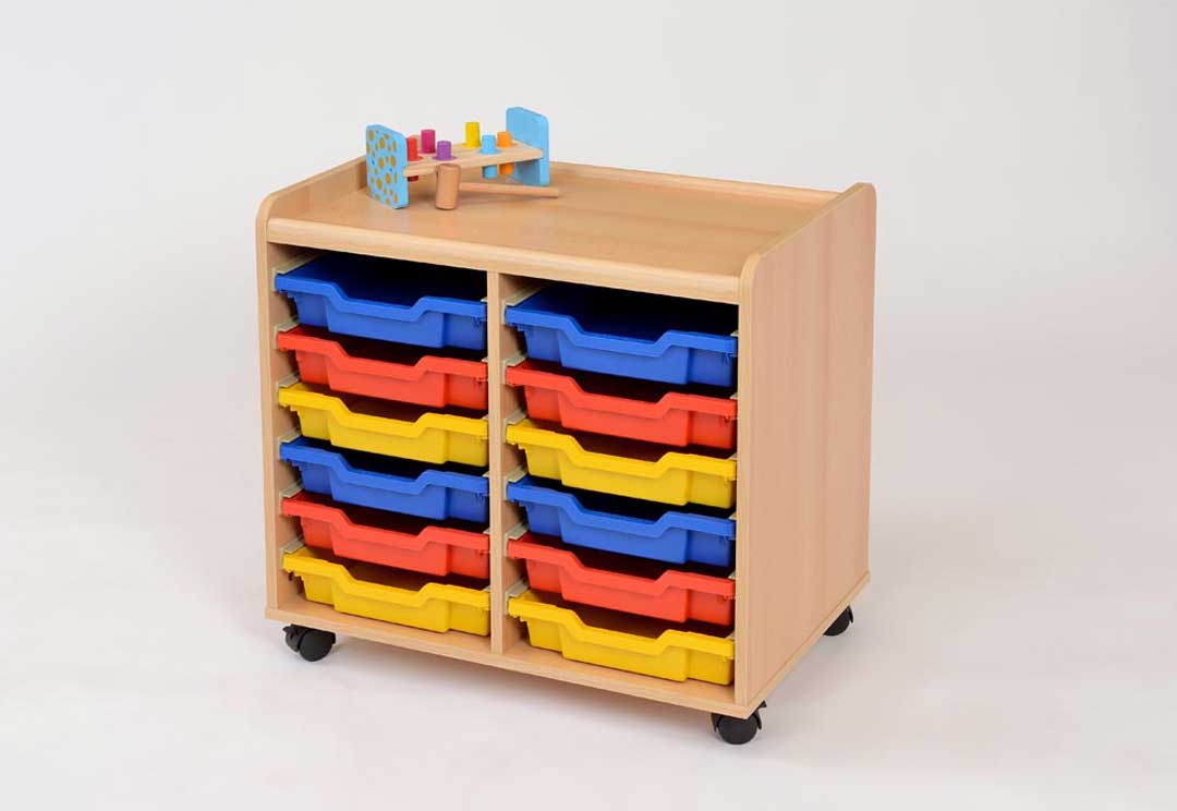 12 Shallow Tray Storage Unit - Multicoloured