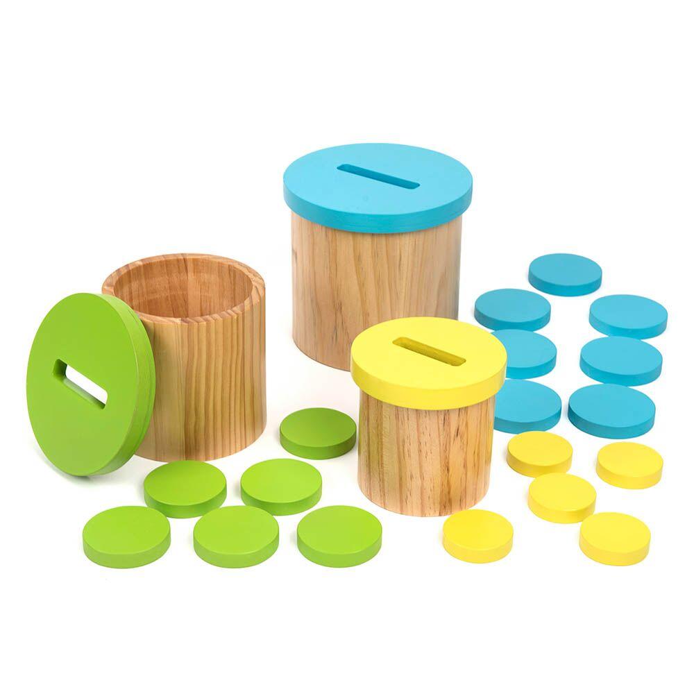 Colour Matching Posting Pots Wooden Discs