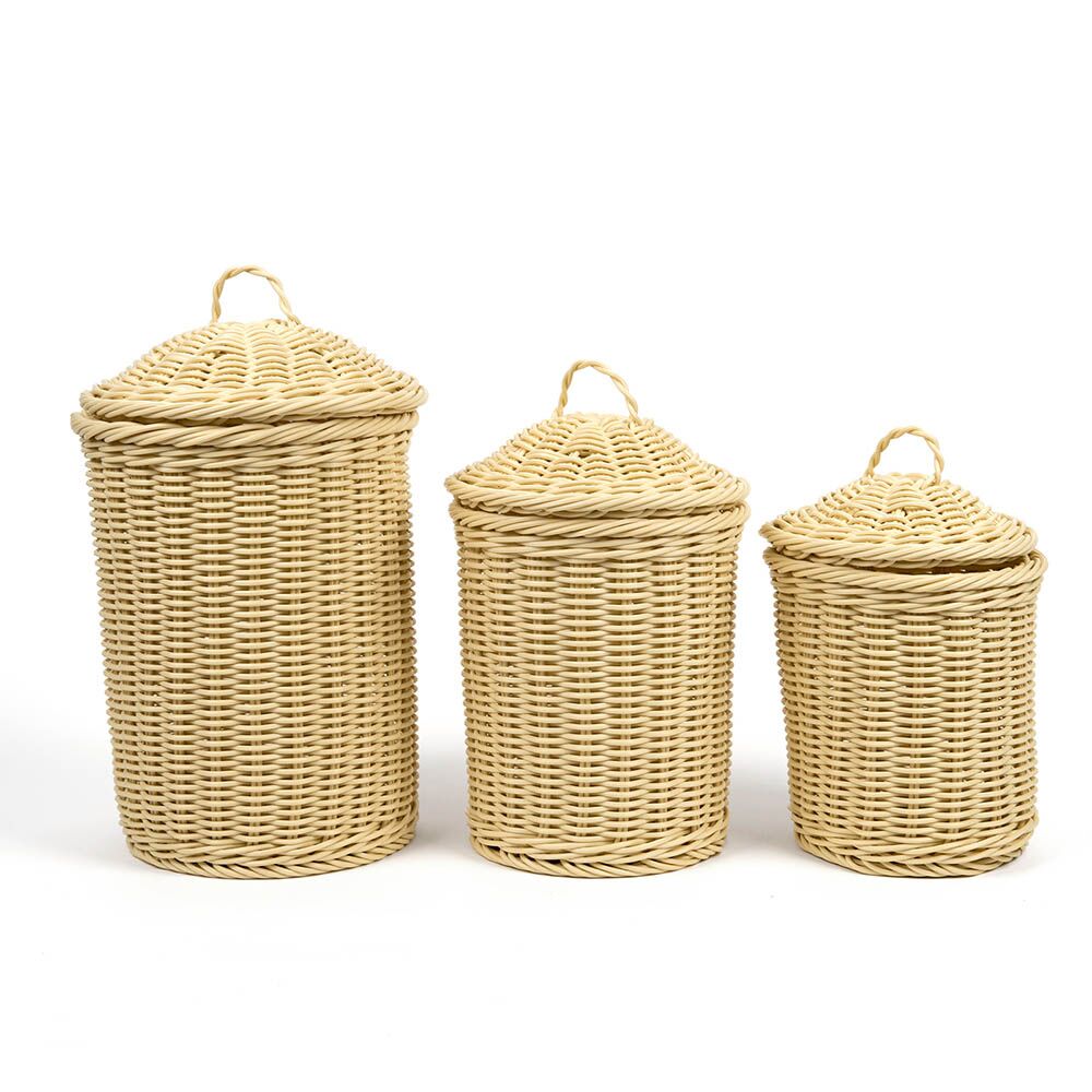 Woven Nesting Storage Baskets with Lids 3pk