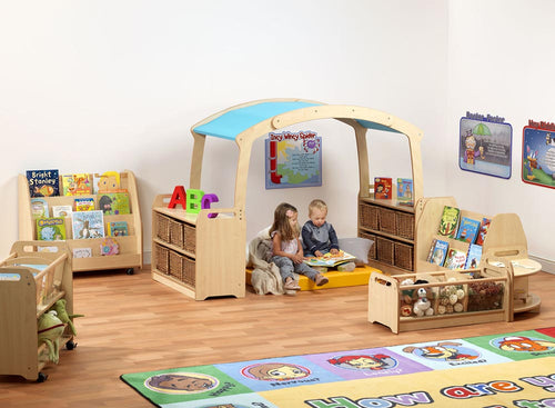 Cosy Reading Zone w/wicker tubs - Blue