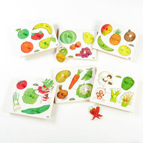 Wooden Healthy Eating Puzzles 6pk