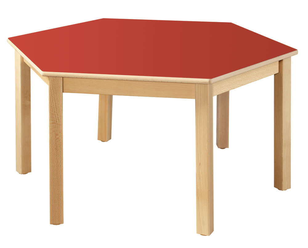 Hexagonal Table Red All Heights