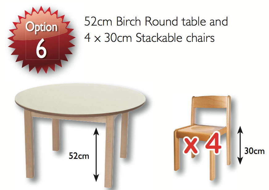 46cm Magnolia  Round Table & 4 26cm Beech Chairs - EASE