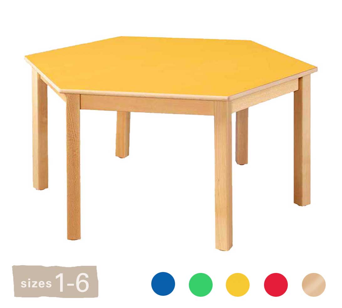 Hexagonal Table All Heights & All Colours