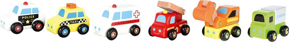 Mini wooden toy cars, 6 pcs