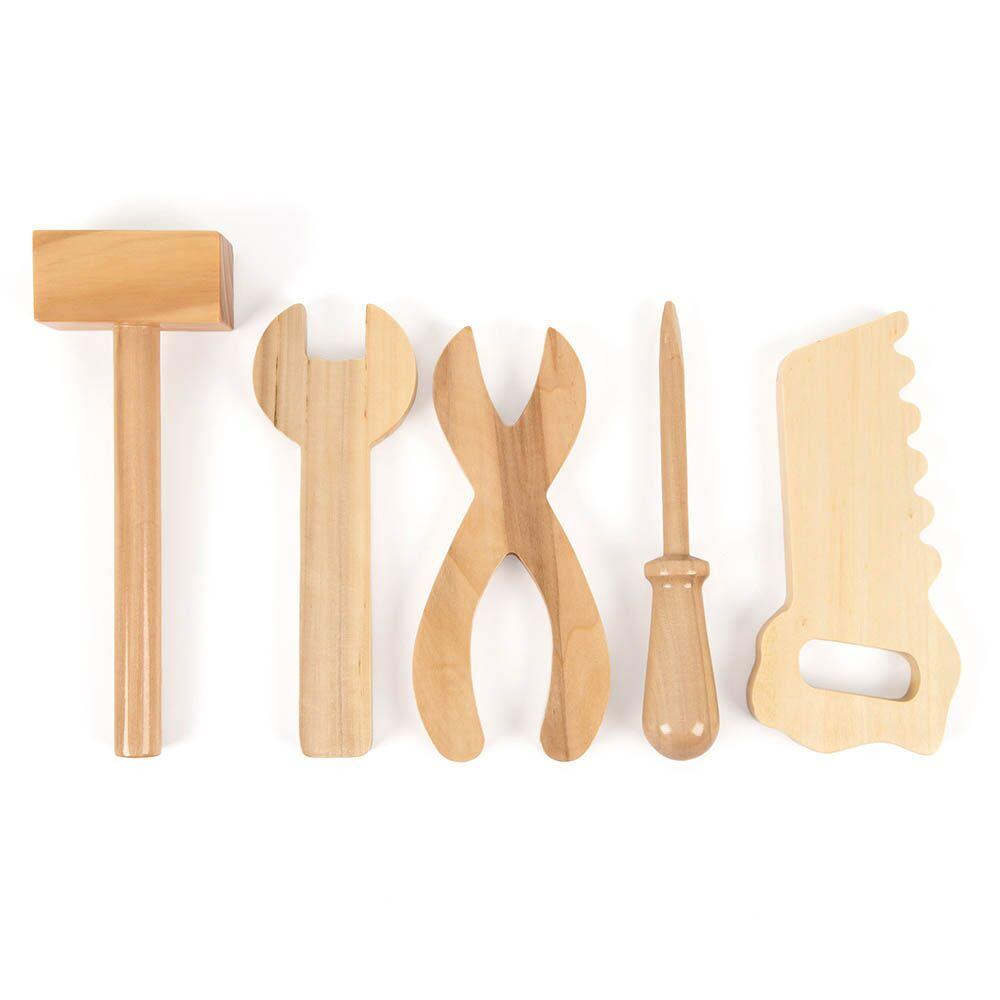 Assorted Wooden Tool Collection 5pcs and Caddy