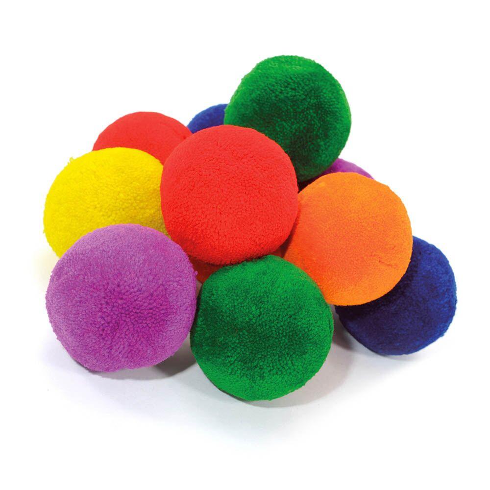 Fleece Fluff Balls 6 colours 7.5cm 12pk