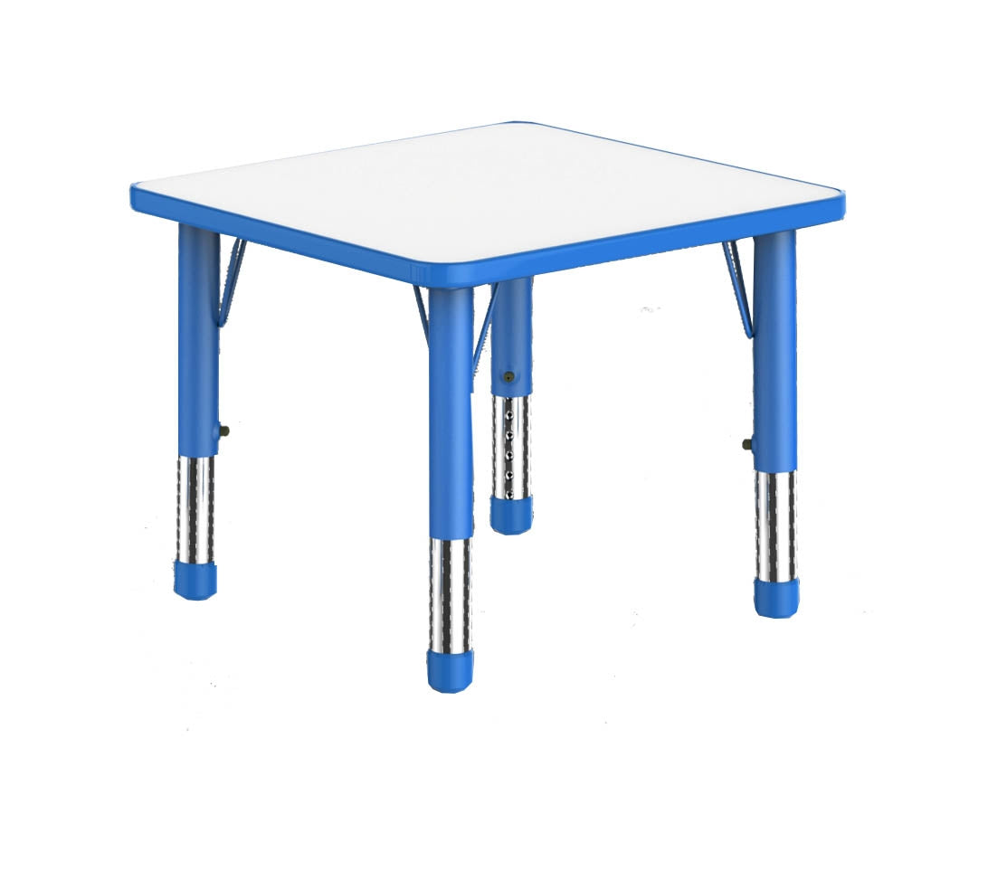 Adjustable Square Polyethylene Table with Orchid White Top - All Heights and Colours