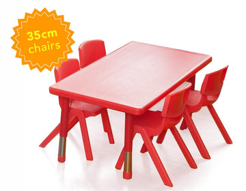 Polyethylene Rectangular Table and  4 x 35cm Chairs